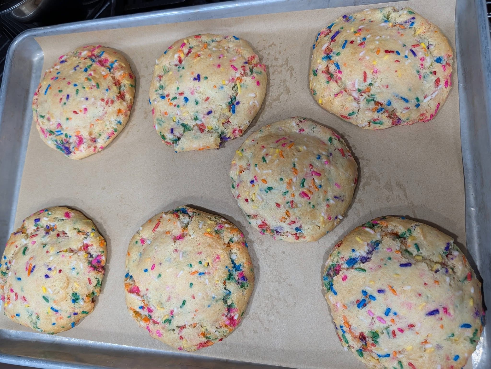Birthday cake cookies with rainbow sprinkles