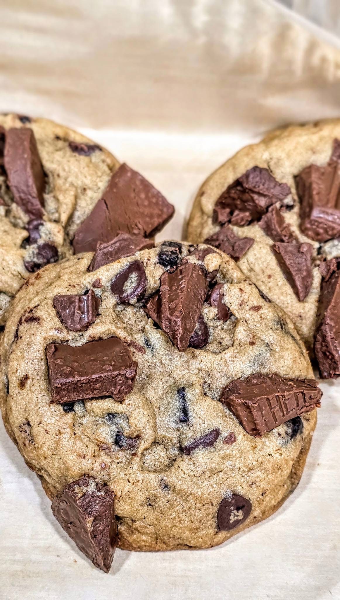 Classic chocolate chunk cookie close up
