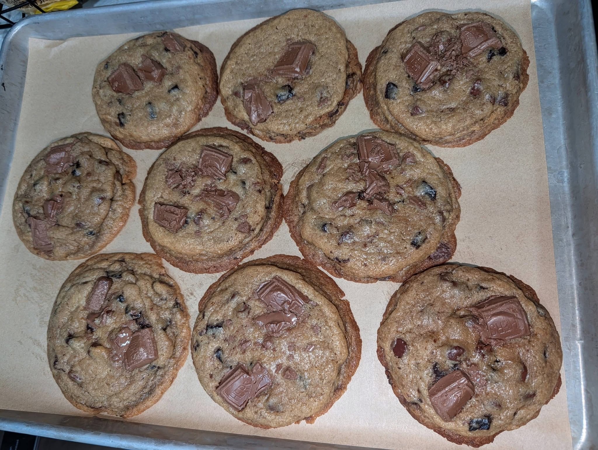 Chocolate chunk cookies fresh from the oven